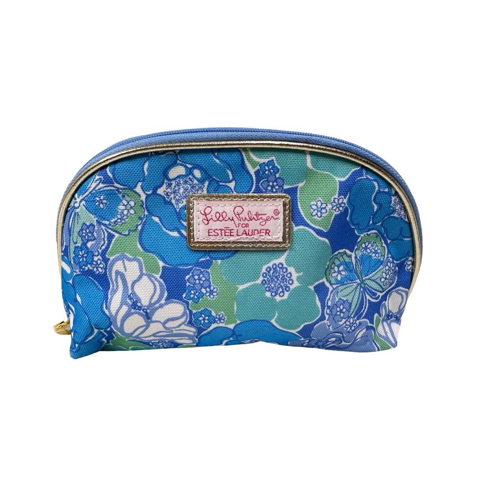 LILLY PULITZER For Estee Lauder -BLUE -Cosmetic -Makeup -Bag  Clean!